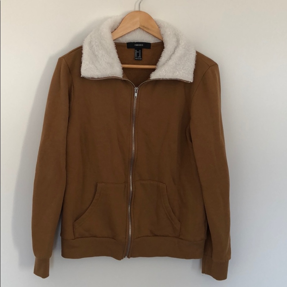 Zip Up Sweater with Sherpa Neckline